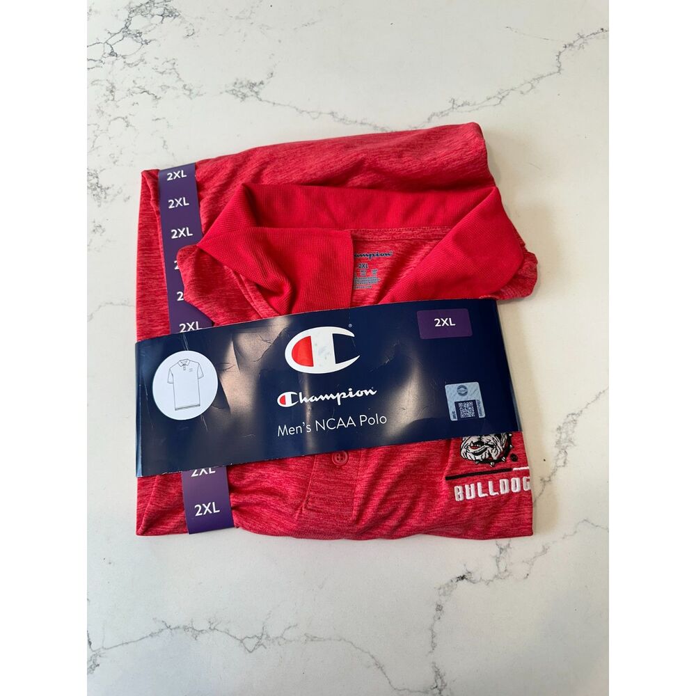 NWT Champion NCAA Polo Shirt Red Georgia Bulldogs Size 2XL